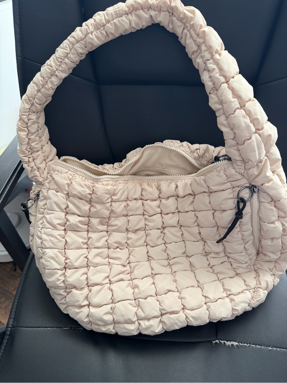 Quilted Puffer Shoulder Bag - Cream